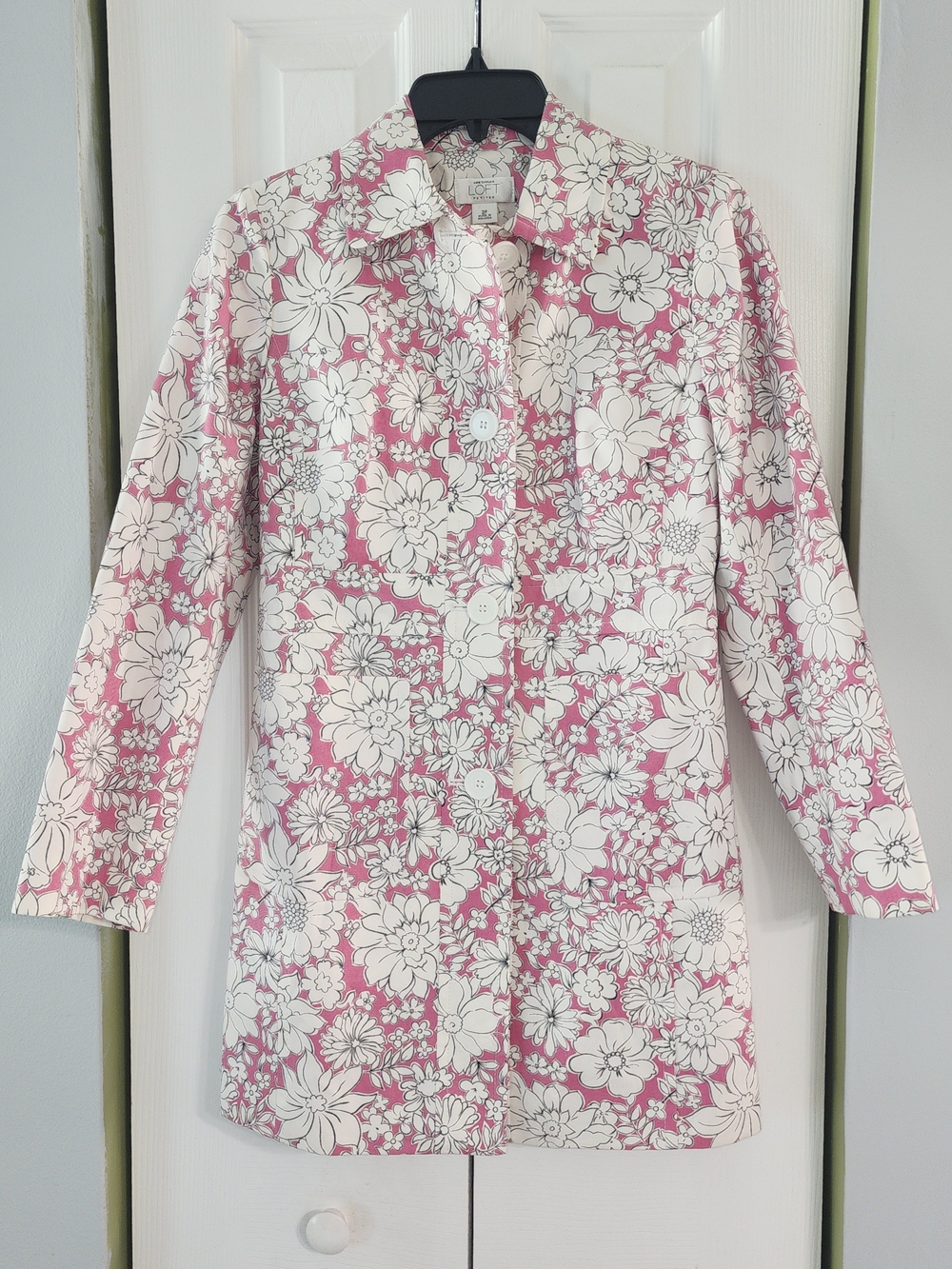 Longline Blazer Pink and White Floral Button-Up Shirt